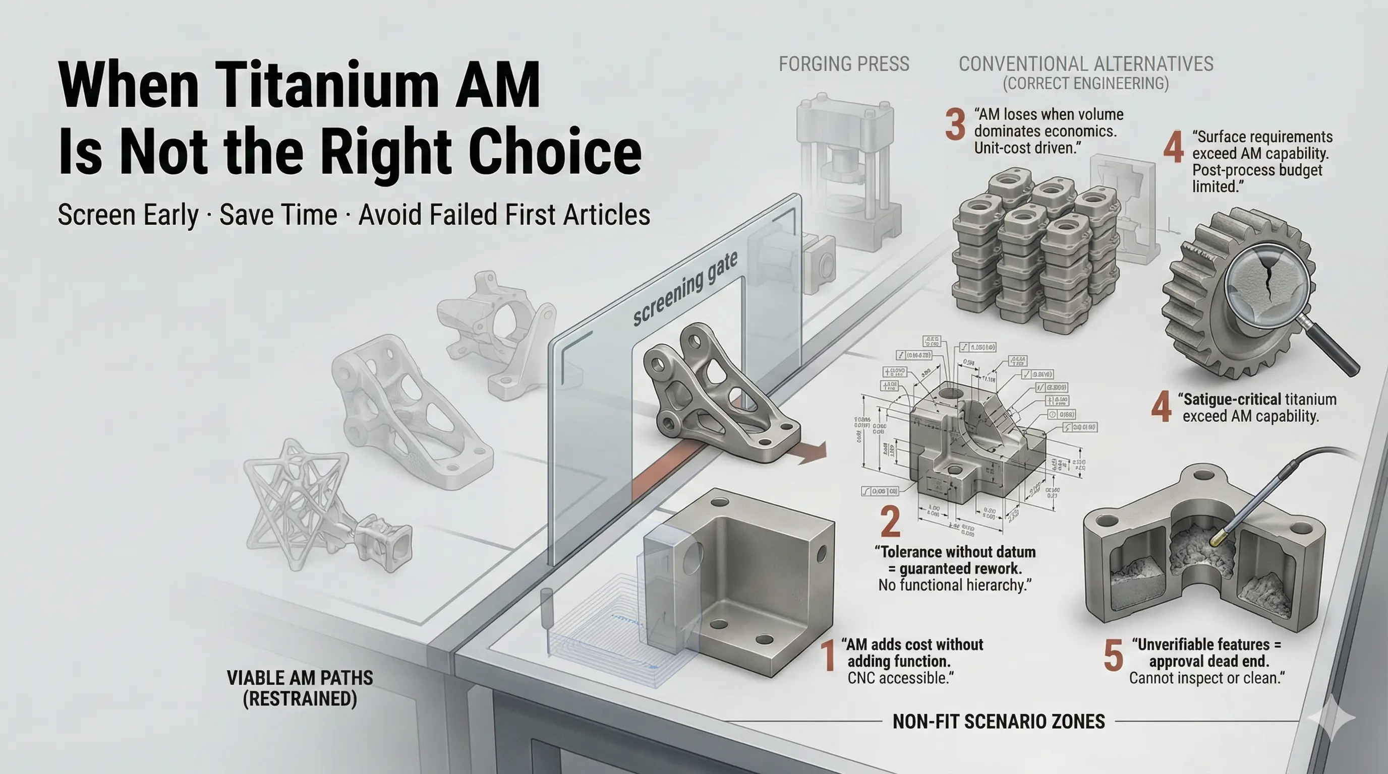 TC4 titanium additive manufacturing application screening and RFQ rules