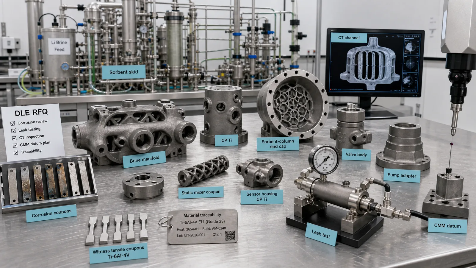 Titanium 3D Printing for Direct Lithium Extraction and Brine Processing Hardware