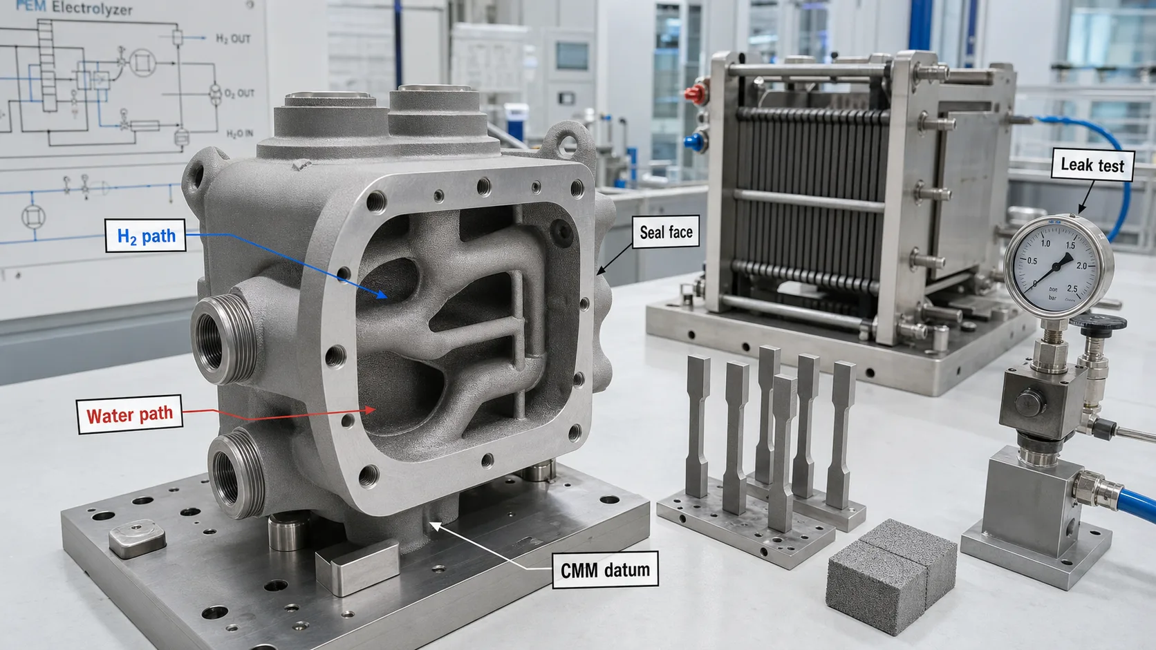 Titanium 3D Printing for Hydrogen Electrolyzer and Fuel Cell Parts