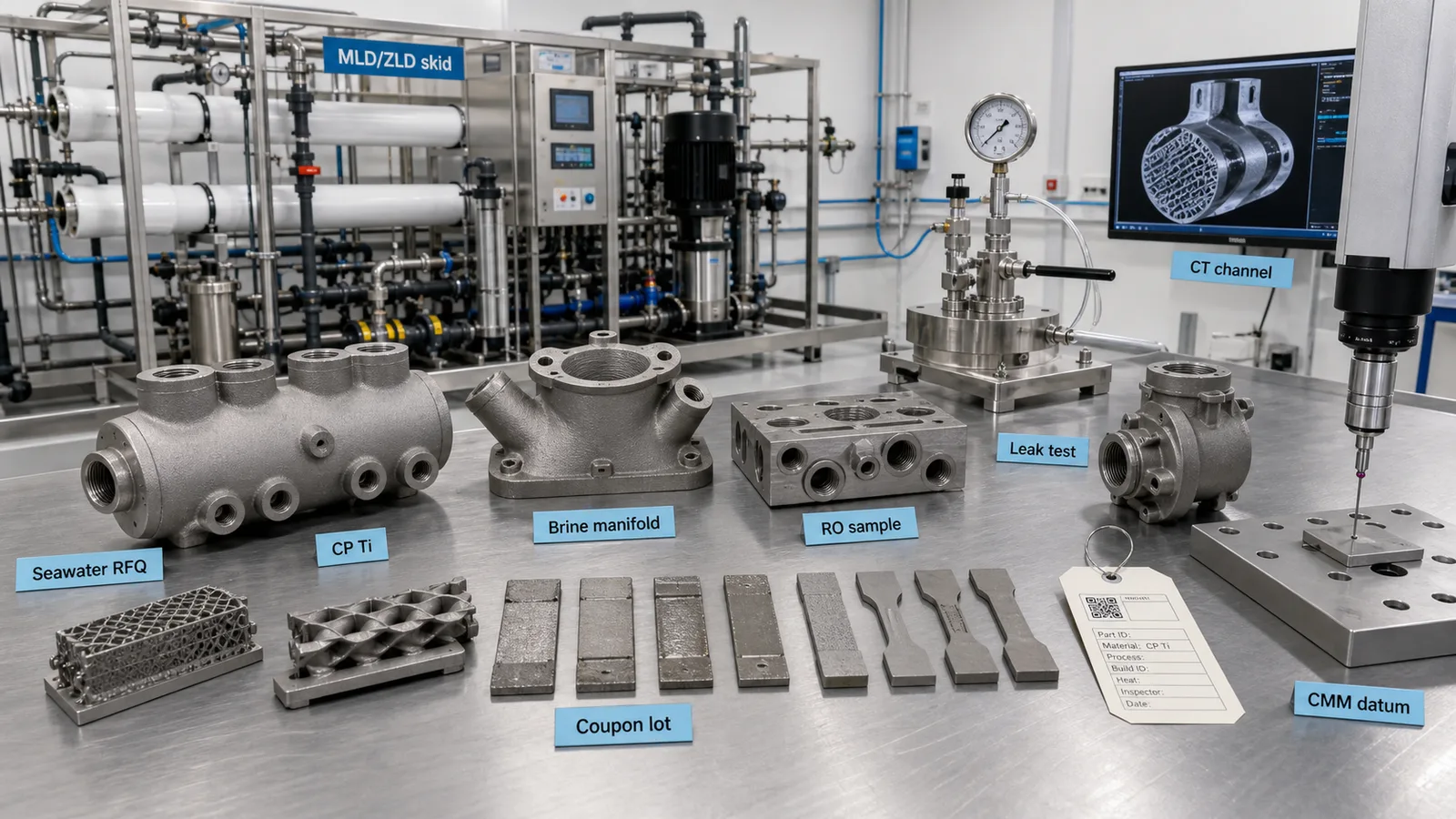 Titanium 3D Printing for Seawater Desalination and Brine Concentration Hardware